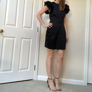 French Connection | black dress with puff sleeves